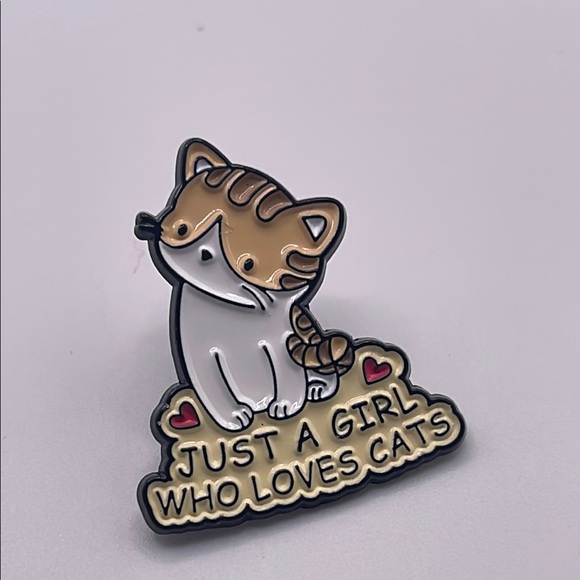 Jewelry - Cute Cat Enamel Pin - Brown and White